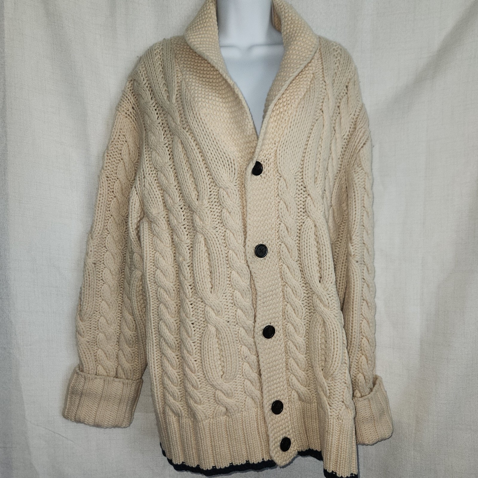 Vintage Levis Beige Knit Heavy Sweater Wool Size L